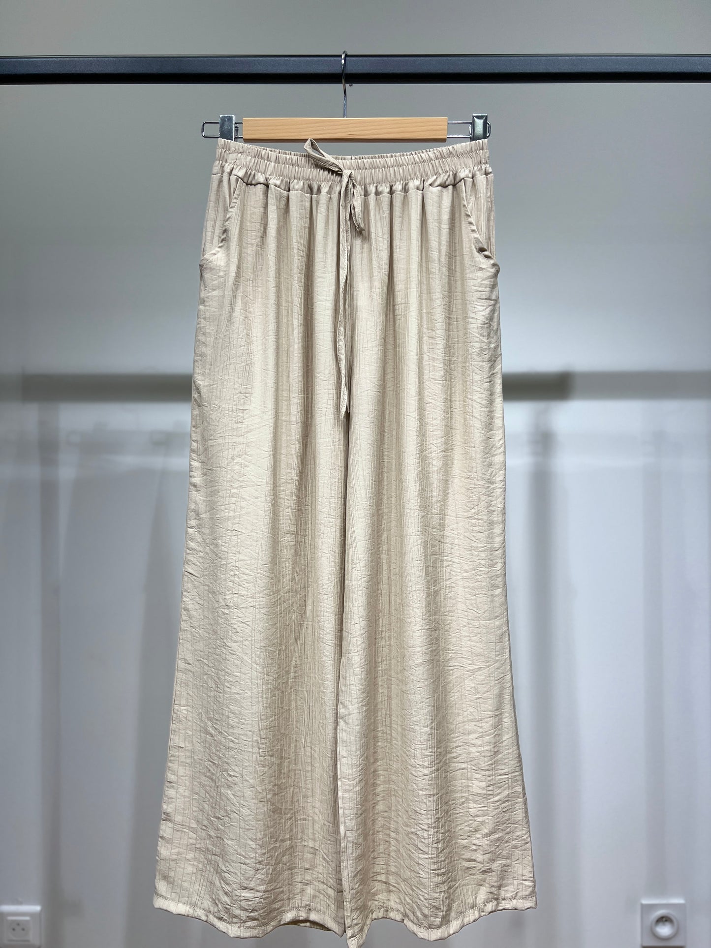 Pantalon Large Léger Taille Élastique & Cordon De Serrage