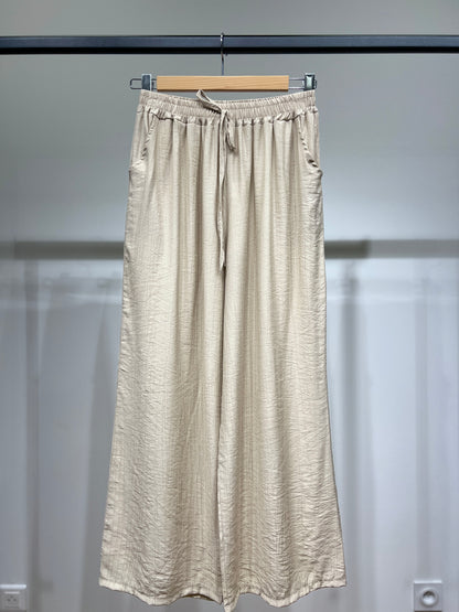 Pantalon Large Léger Taille Élastique & Cordon De Serrage
