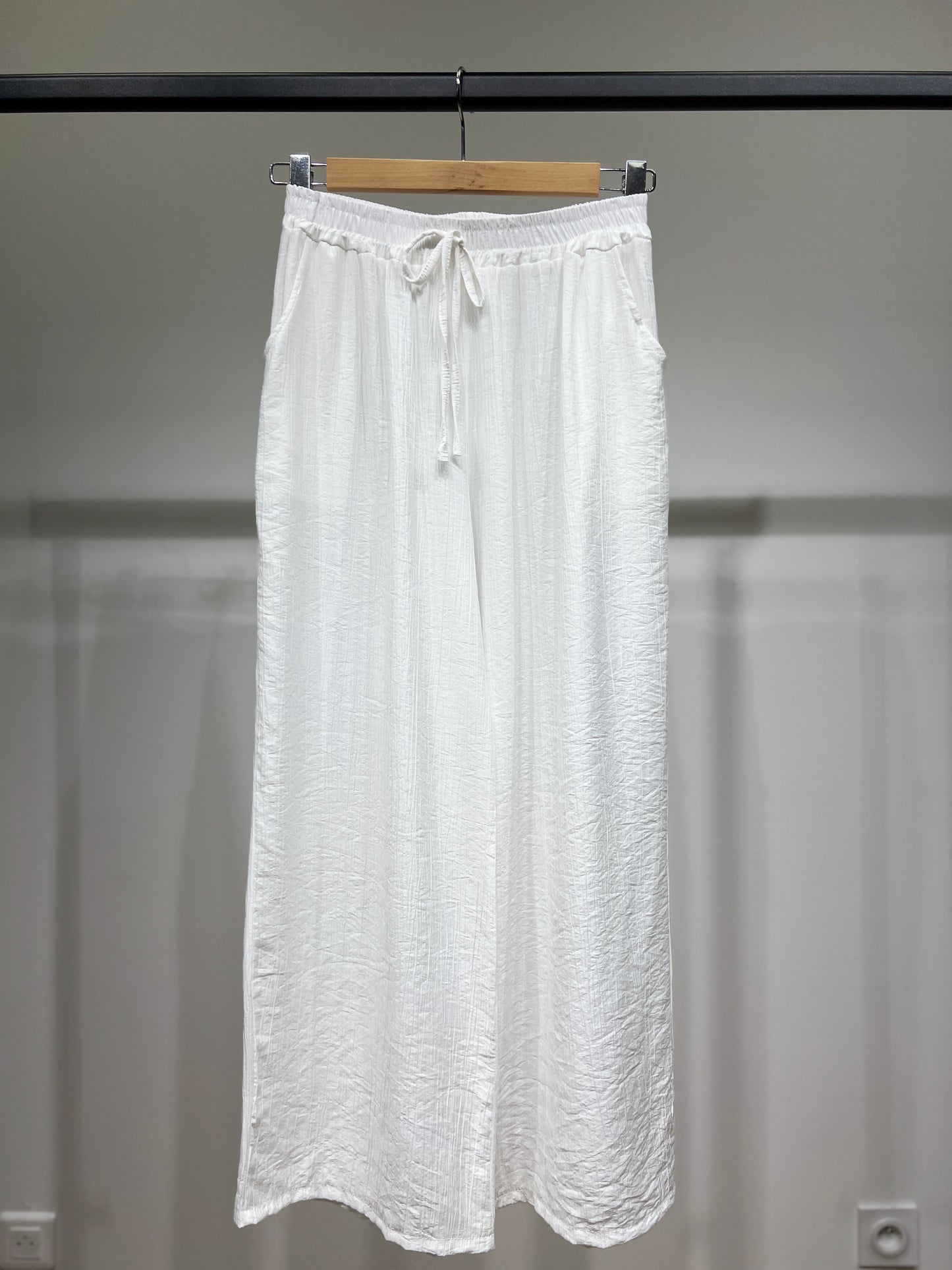 Pantalon Large Léger Taille Élastique & Cordon De Serrage