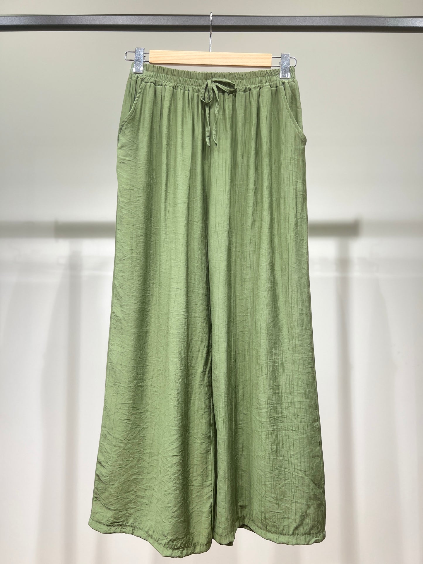 Pantalon Large Léger Taille Élastique & Cordon De Serrage