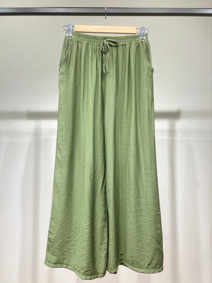 Pantalon Large Léger Taille Élastique & Cordon De Serrage