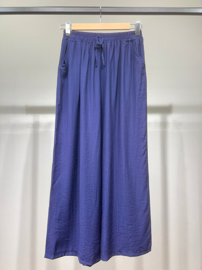 Pantalon Large Léger Taille Élastique & Cordon De Serrage