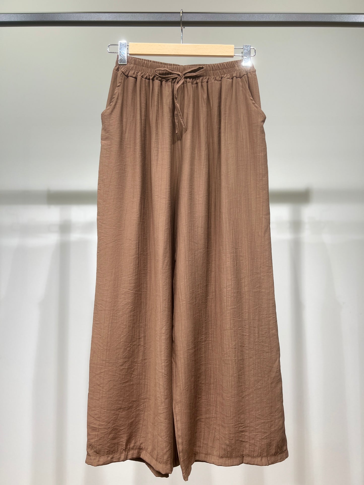 Pantalon Large Léger Taille Élastique & Cordon De Serrage