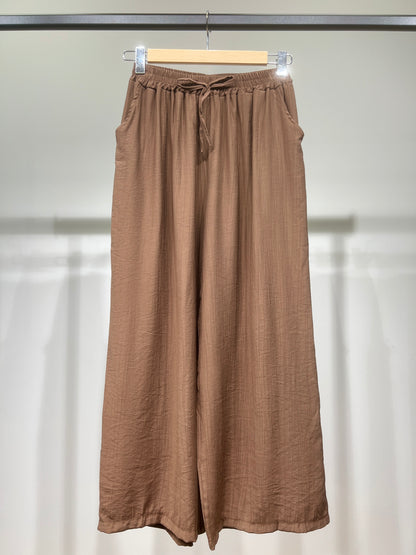 Pantalon Large Léger Taille Élastique & Cordon De Serrage