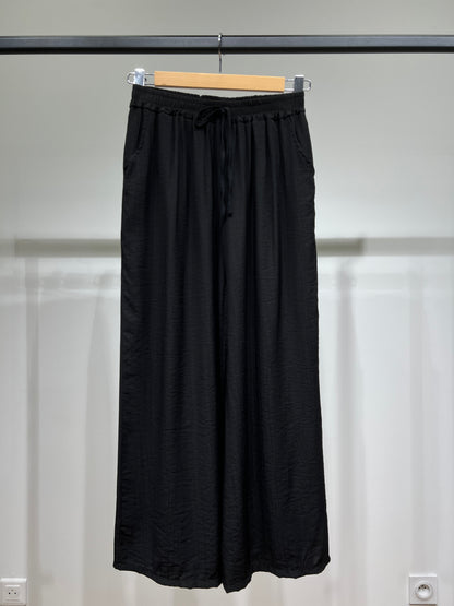 Pantalon Large Léger Taille Élastique & Cordon De Serrage