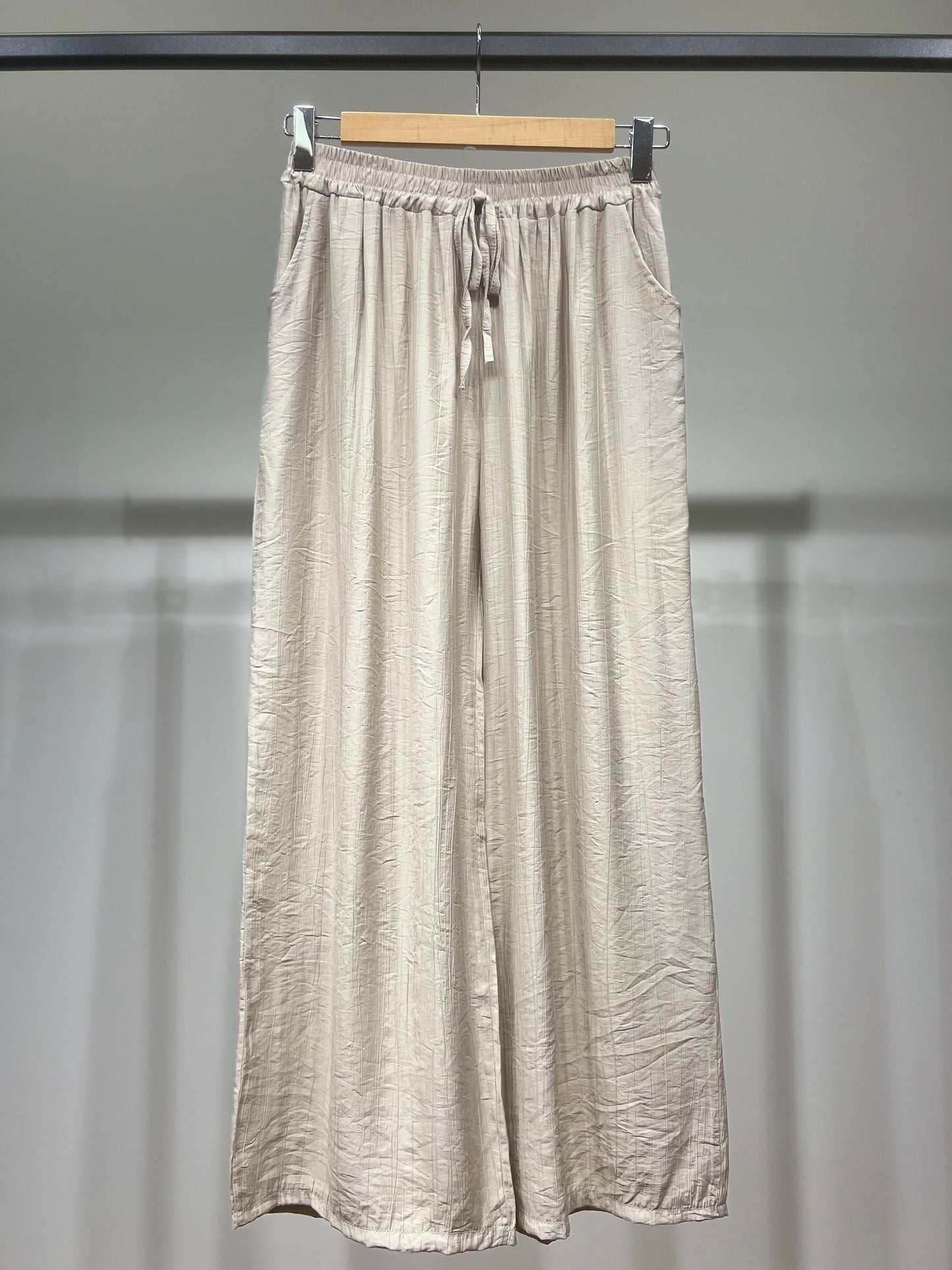 Pantalon Large Léger Taille Élastique & Cordon De Serrage