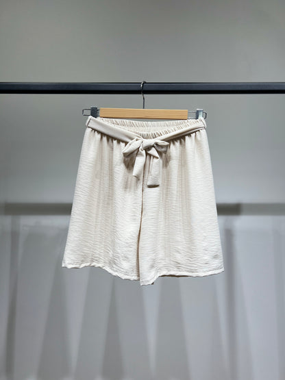 Short Léger Simple Taille Élastique & Ceinture à Nouer