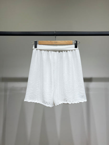 Short Léger Simple Taille Élastique & Ceinture à Nouer