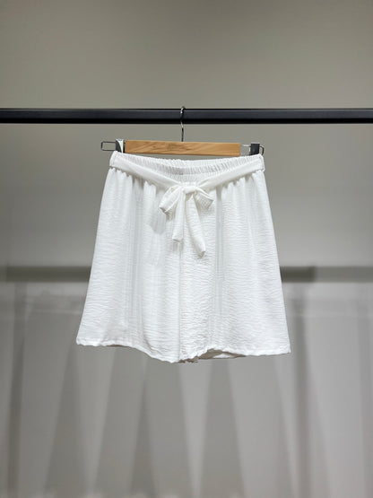 Short Léger Simple Taille Élastique & Ceinture à Nouer