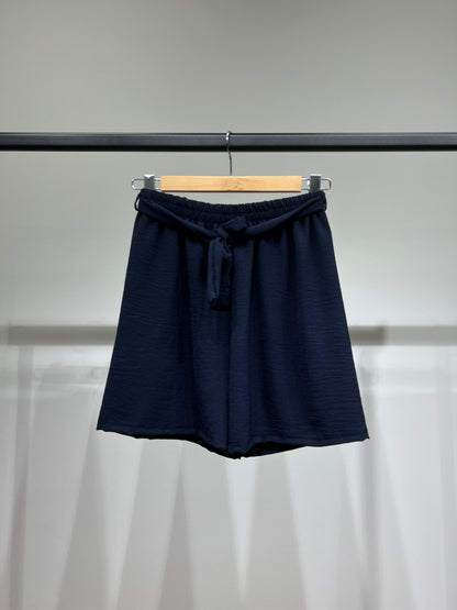 Short Léger Simple Taille Élastique & Ceinture à Nouer