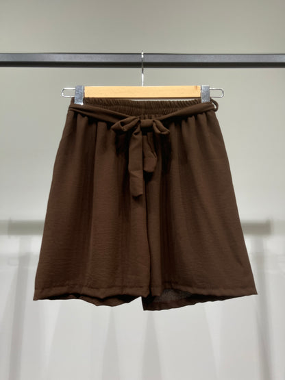 Short Léger Simple Taille Élastique & Ceinture à Nouer