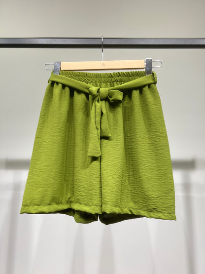 Short Léger Simple Taille Élastique & Ceinture à Nouer