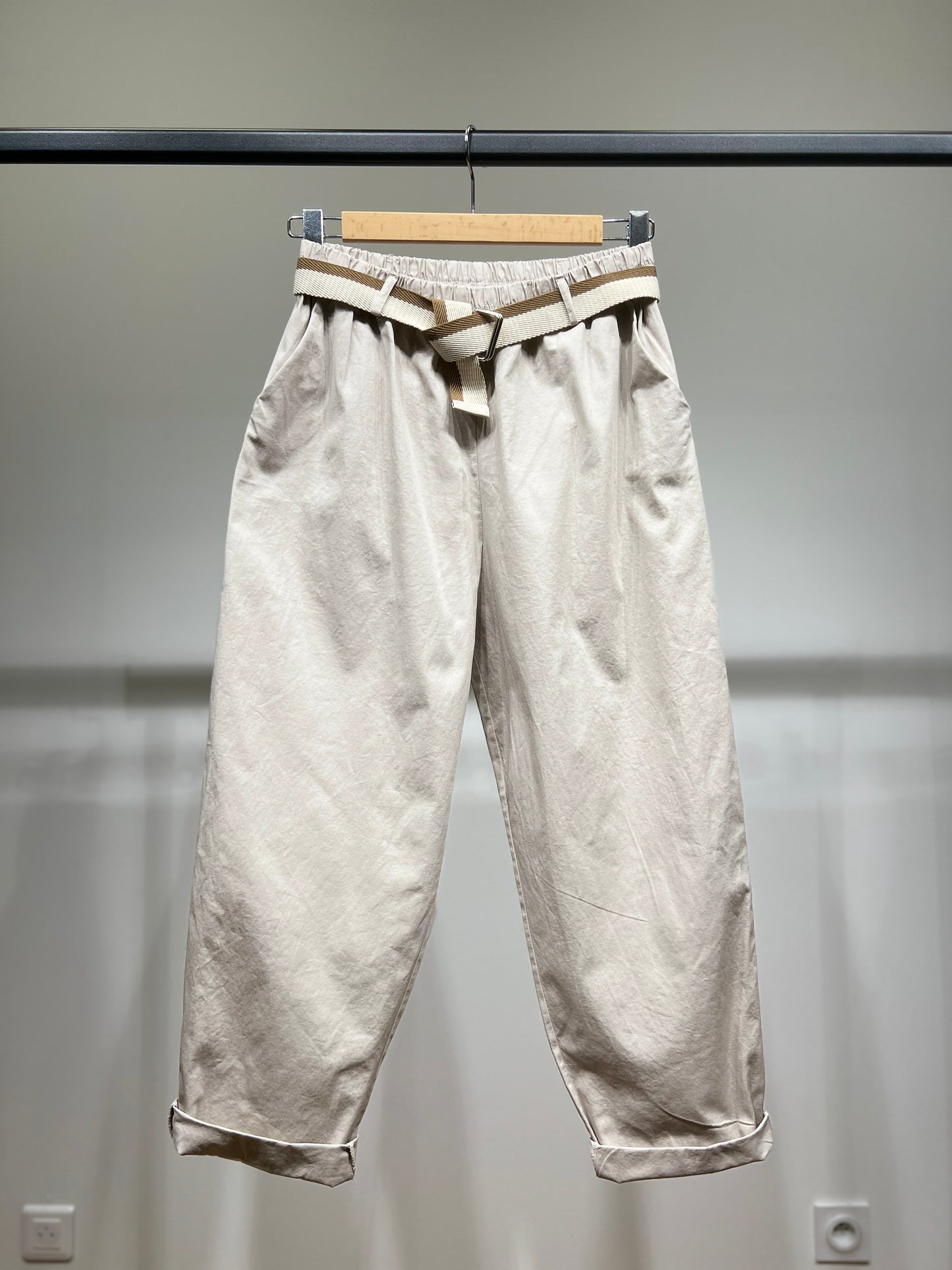 Pantalon Chino Large Coupe Ballon Taille Élastique Ceinture