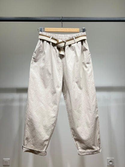 Pantalon Chino Large Coupe Ballon Taille Élastique Ceinture