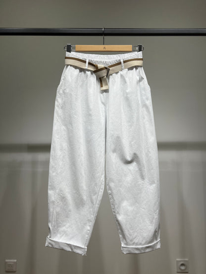 Pantalon Chino Large Coupe Ballon Taille Élastique Ceinture
