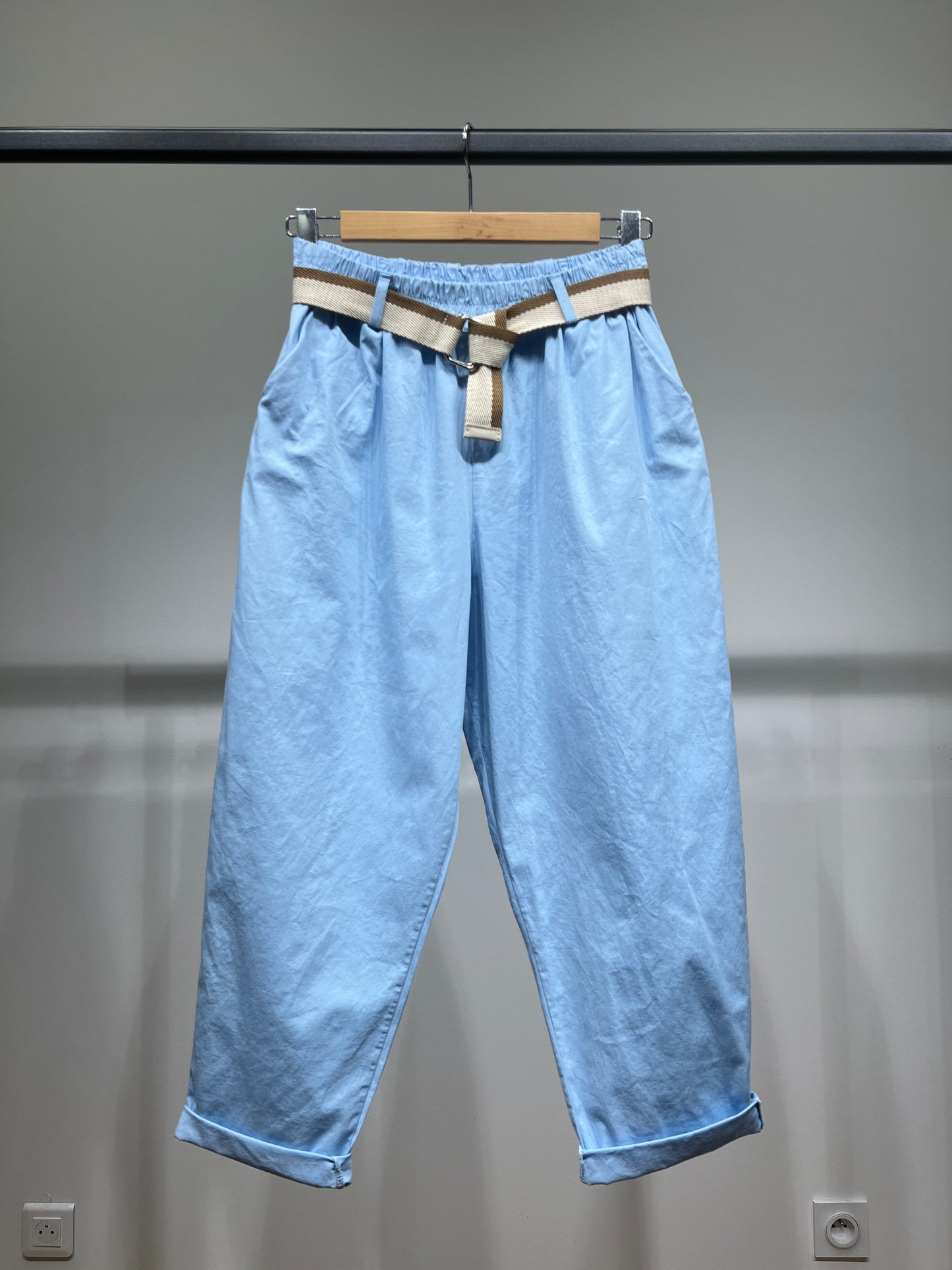 Pantalon Chino Large Coupe Ballon Taille Élastique Ceinture
