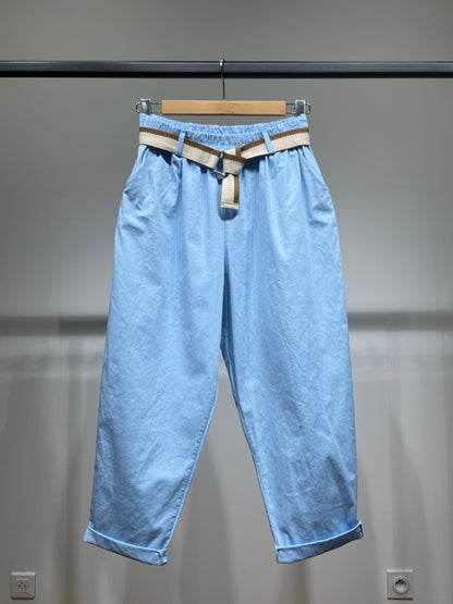 Pantalon Chino Large Coupe Ballon Taille Élastique Ceinture
