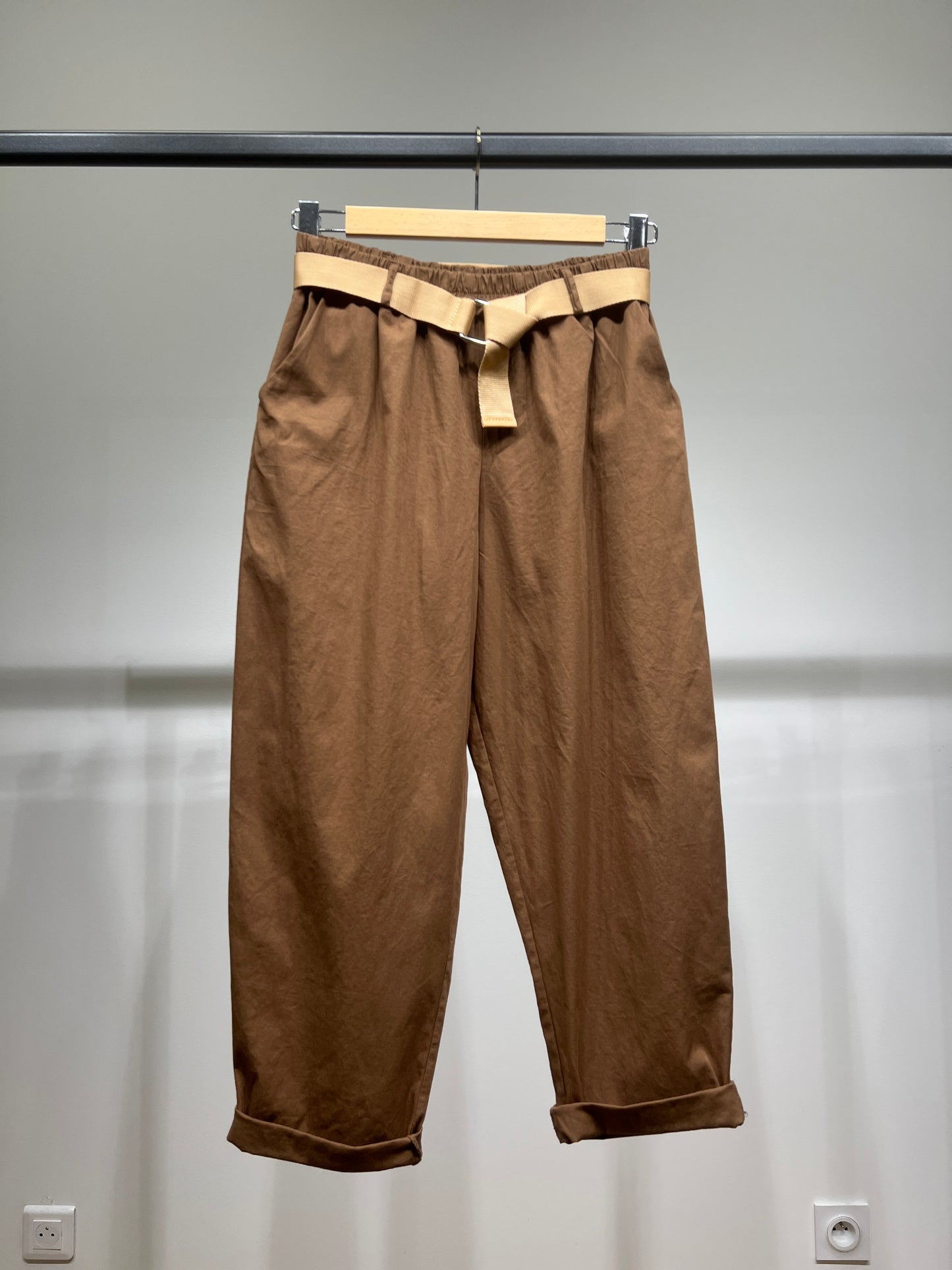 Pantalon Chino Large Coupe Ballon Taille Élastique Ceinture