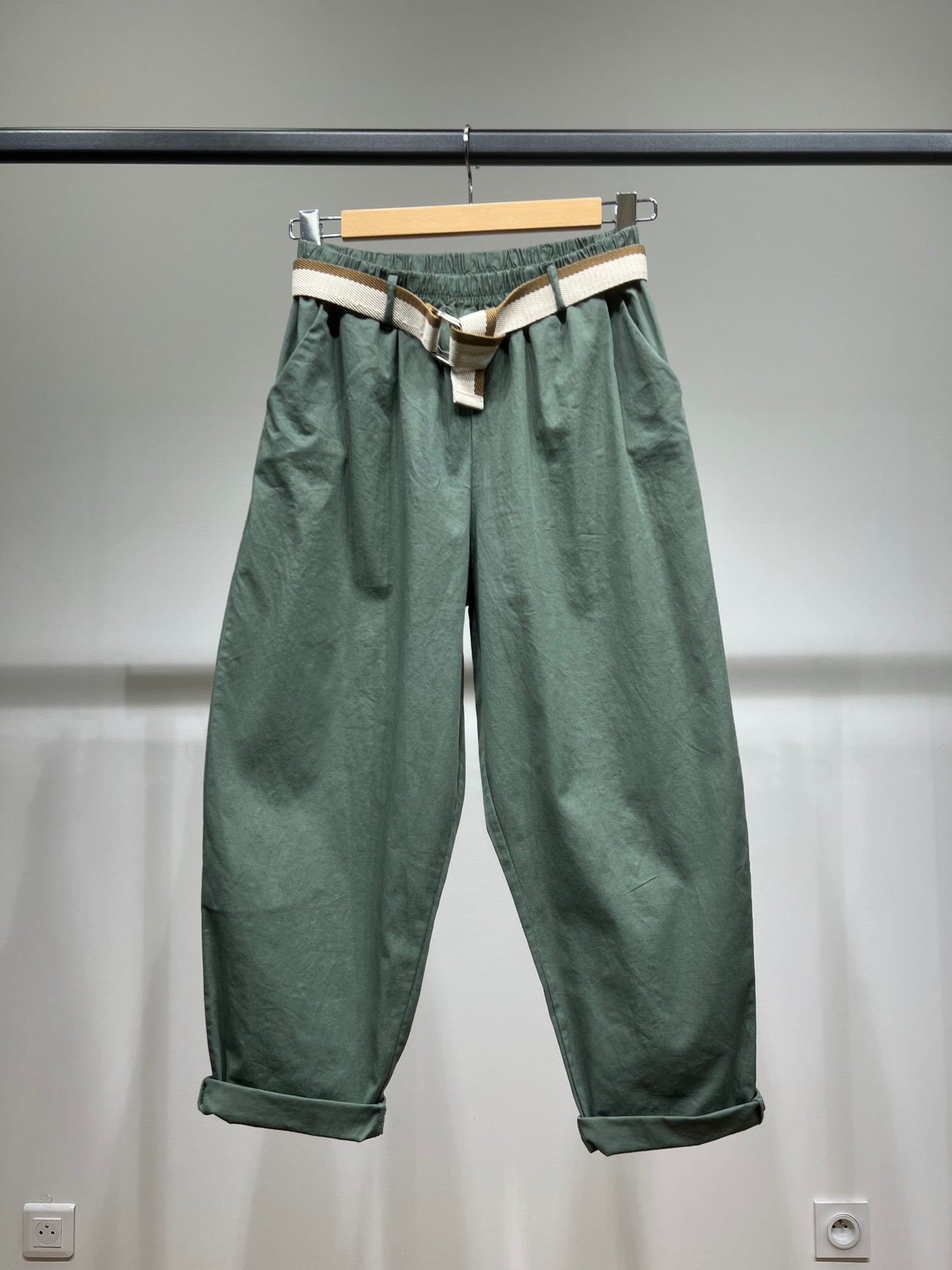 Pantalon Chino Large Coupe Ballon Taille Élastique Ceinture
