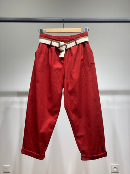 Pantalon Chino Large Coupe Ballon Taille Élastique Ceinture