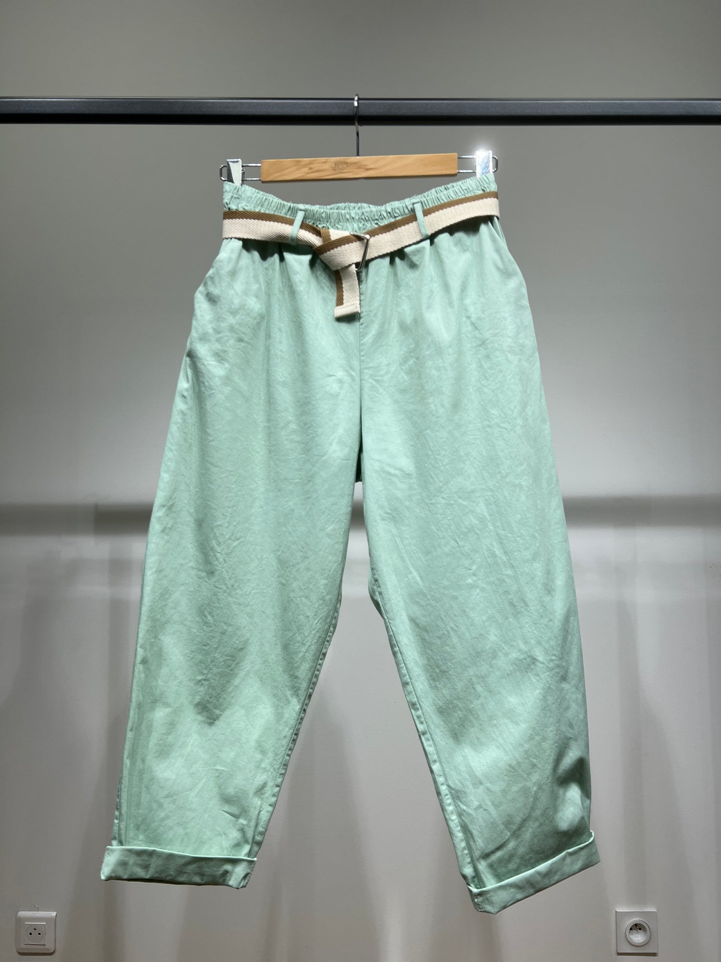 Pantalon Chino Large Coupe Ballon Taille Élastique Ceinture