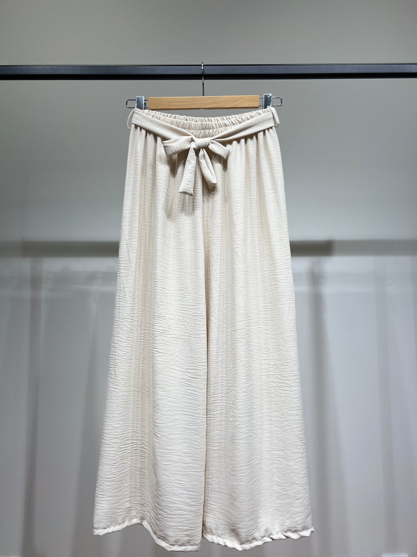 Pantalon Palazzo Large Taille Élastique Ceinture à Nouer