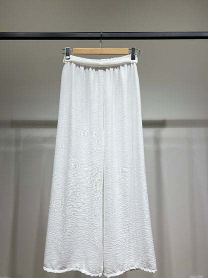 Pantalon Palazzo Large Taille Élastique Ceinture à Nouer