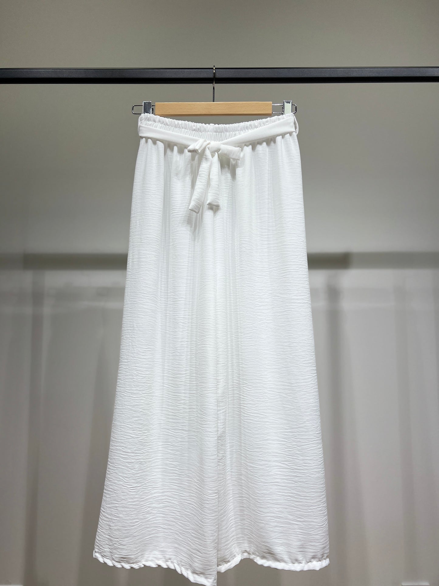 Pantalon Palazzo Large Taille Élastique Ceinture à Nouer