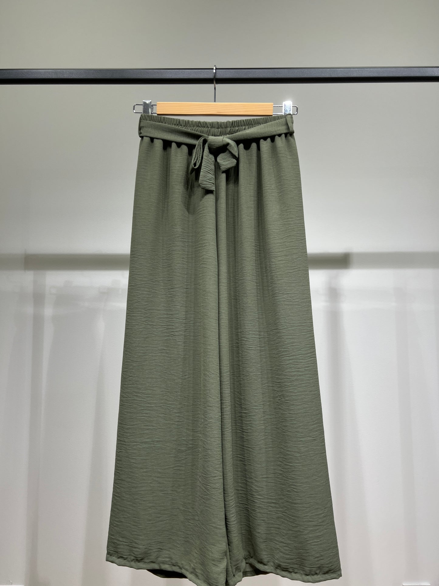 Pantalon Palazzo Large Taille Élastique Ceinture à Nouer