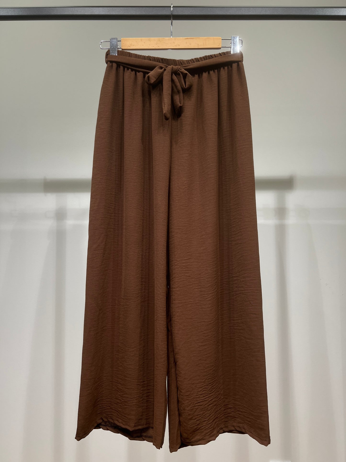 Pantalon Palazzo Large Taille Élastique Ceinture à Nouer