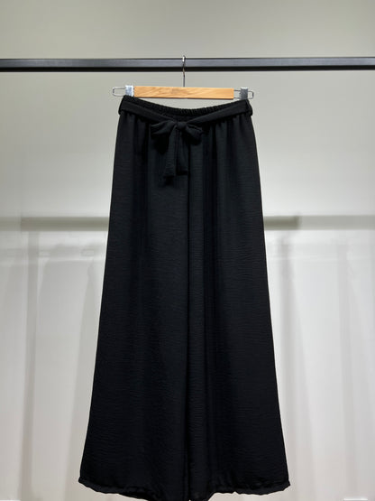 Pantalon Palazzo Large Taille Élastique Ceinture à Nouer
