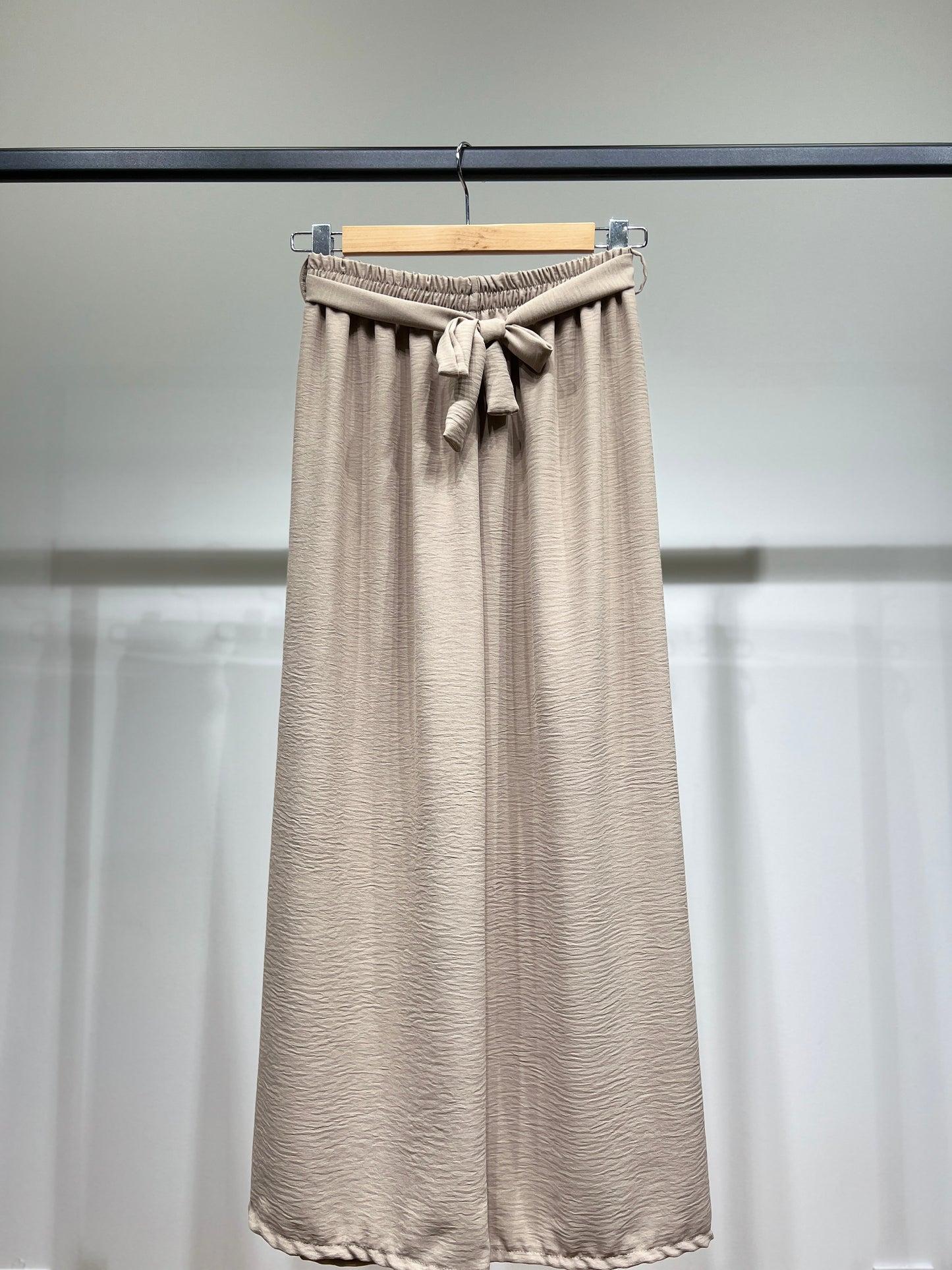 Pantalon Palazzo Large Taille Élastique Ceinture à Nouer