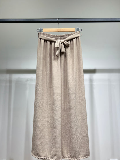Pantalon Palazzo Large Taille Élastique Ceinture à Nouer