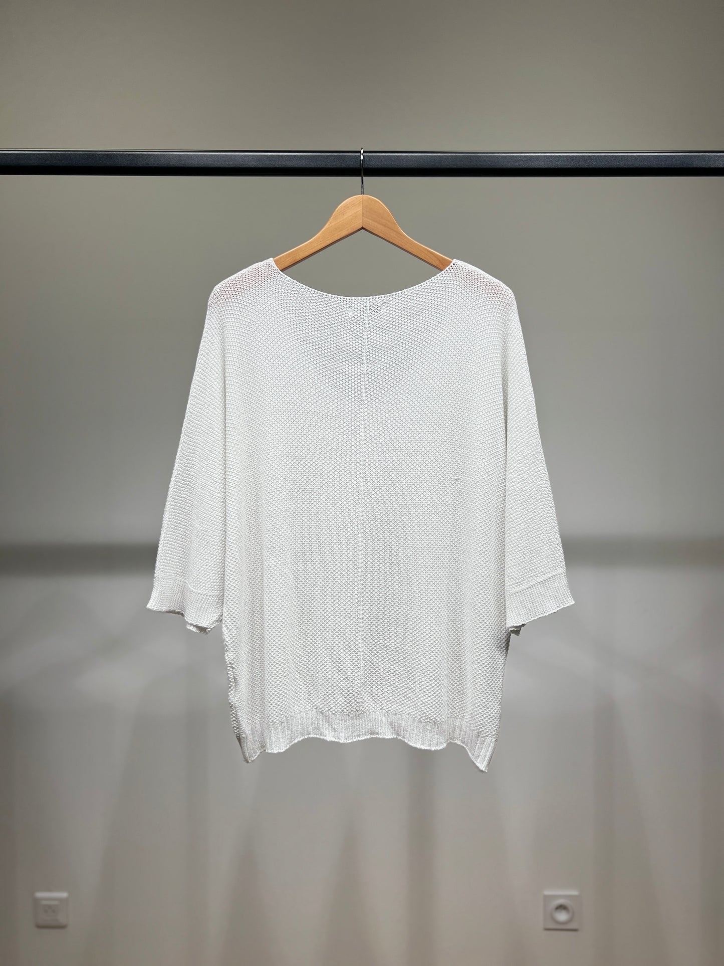 V-Neck Knitted Sweater with Shiny Modal Acrylic Yarn