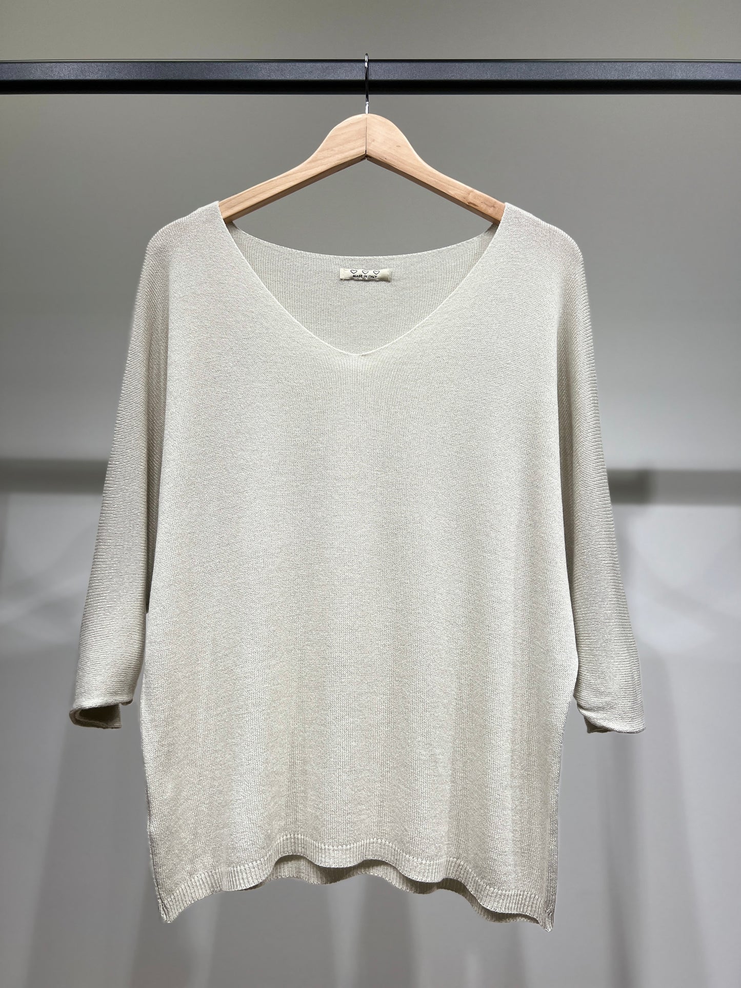 Modal V-Neck Long Sleeve Knit Sweater