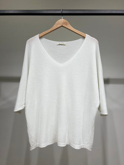Modal V-Neck Long Sleeve Knit Sweater