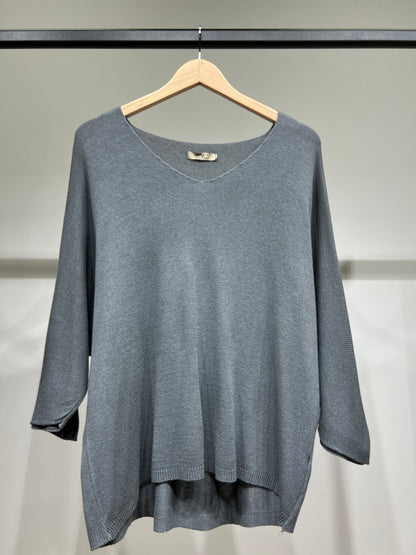 Modal V-Neck Long Sleeve Knit Sweater