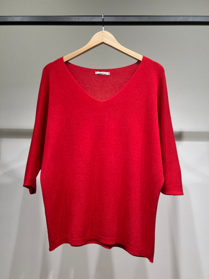 Modal V-Neck Long Sleeve Knit Sweater