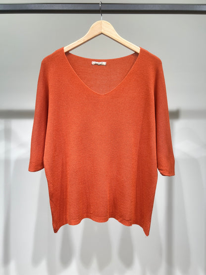 Modal V-Neck Long Sleeve Knit Sweater