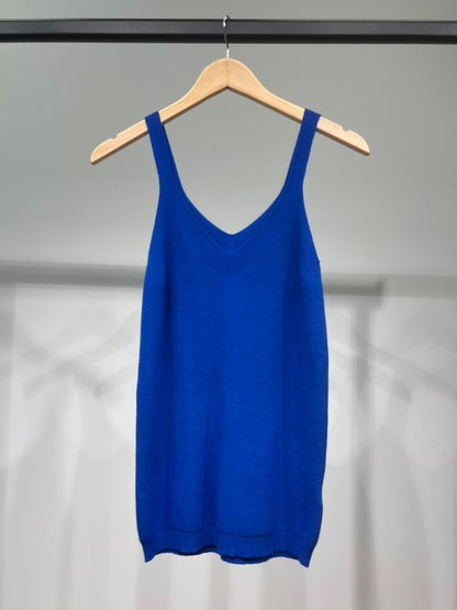 Débardeur Maille Côtelé Simple Col V Bretelles Larges Taillé S/M-M/L