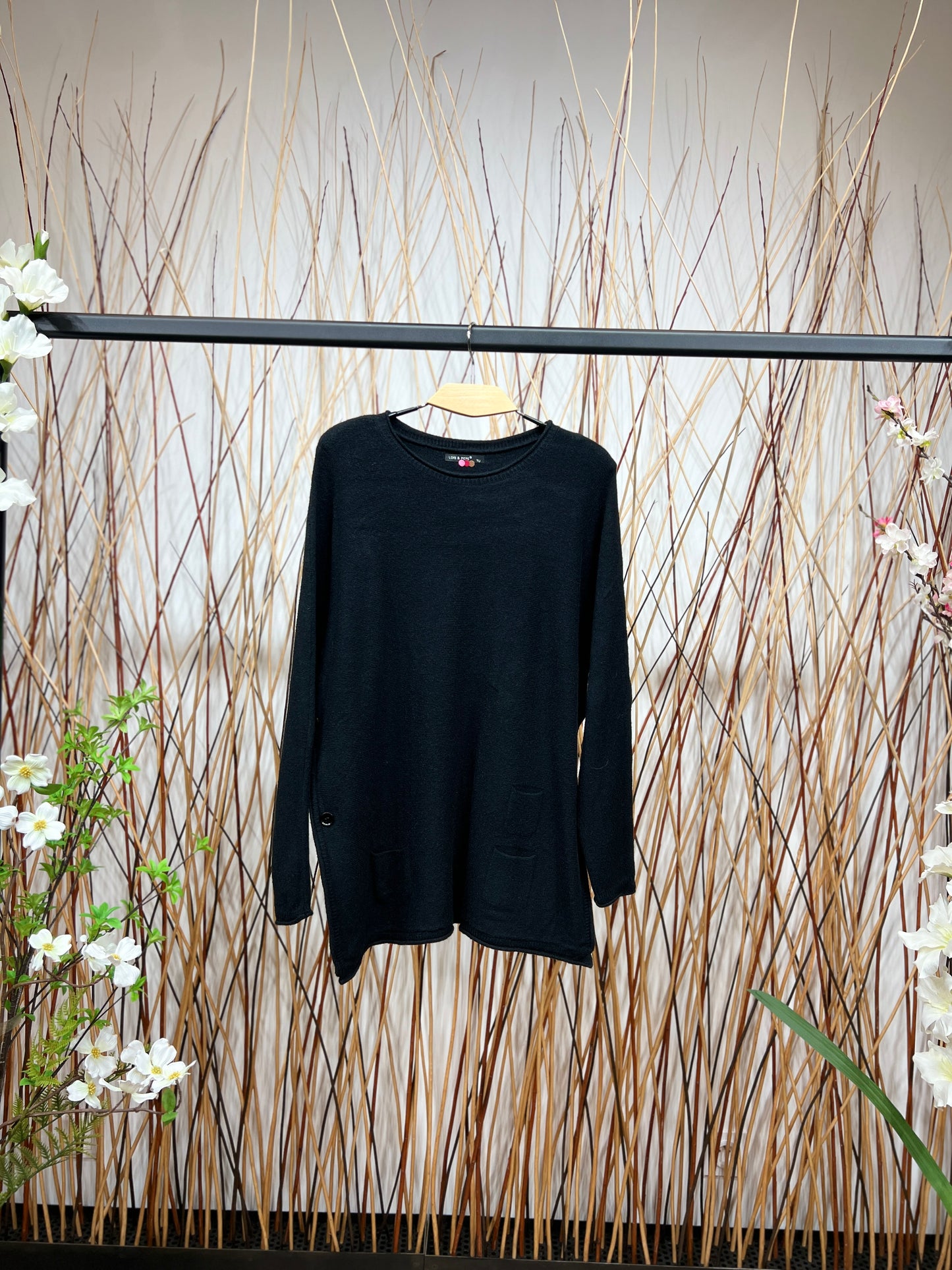 Pull Ample Fentes Cotés Boutonnées Poches Décoratives