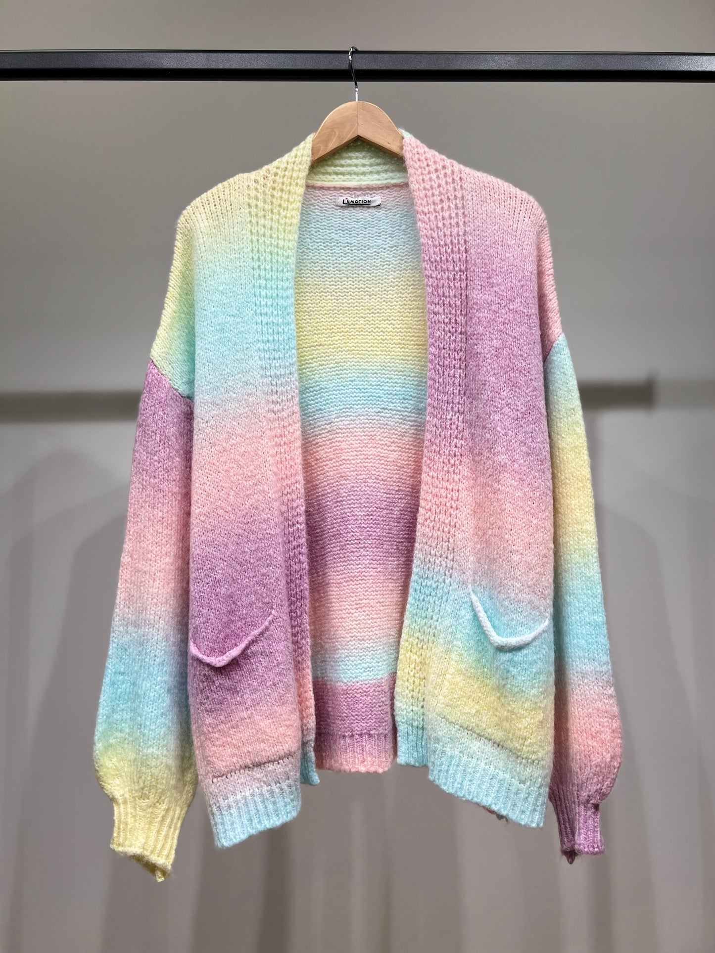Cardigan Large à Poches Motif Dégradés 18% Laine