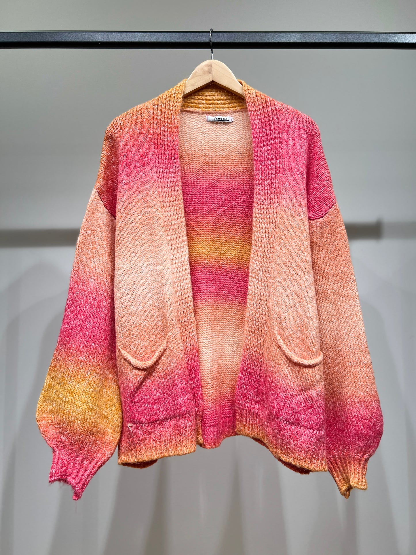 Cardigan Large à Poches Motif Dégradés 18% Laine