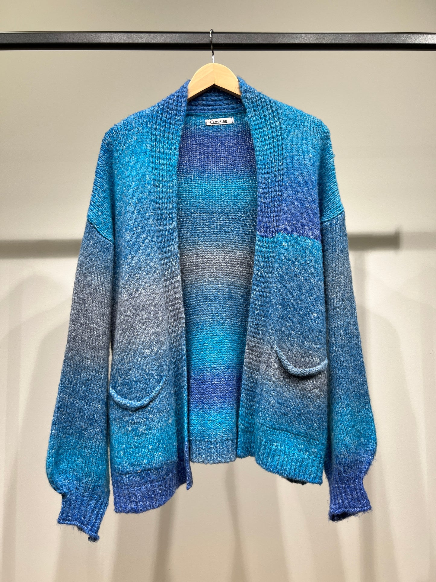 Cardigan Large à Poches Motif Dégradés 18% Laine