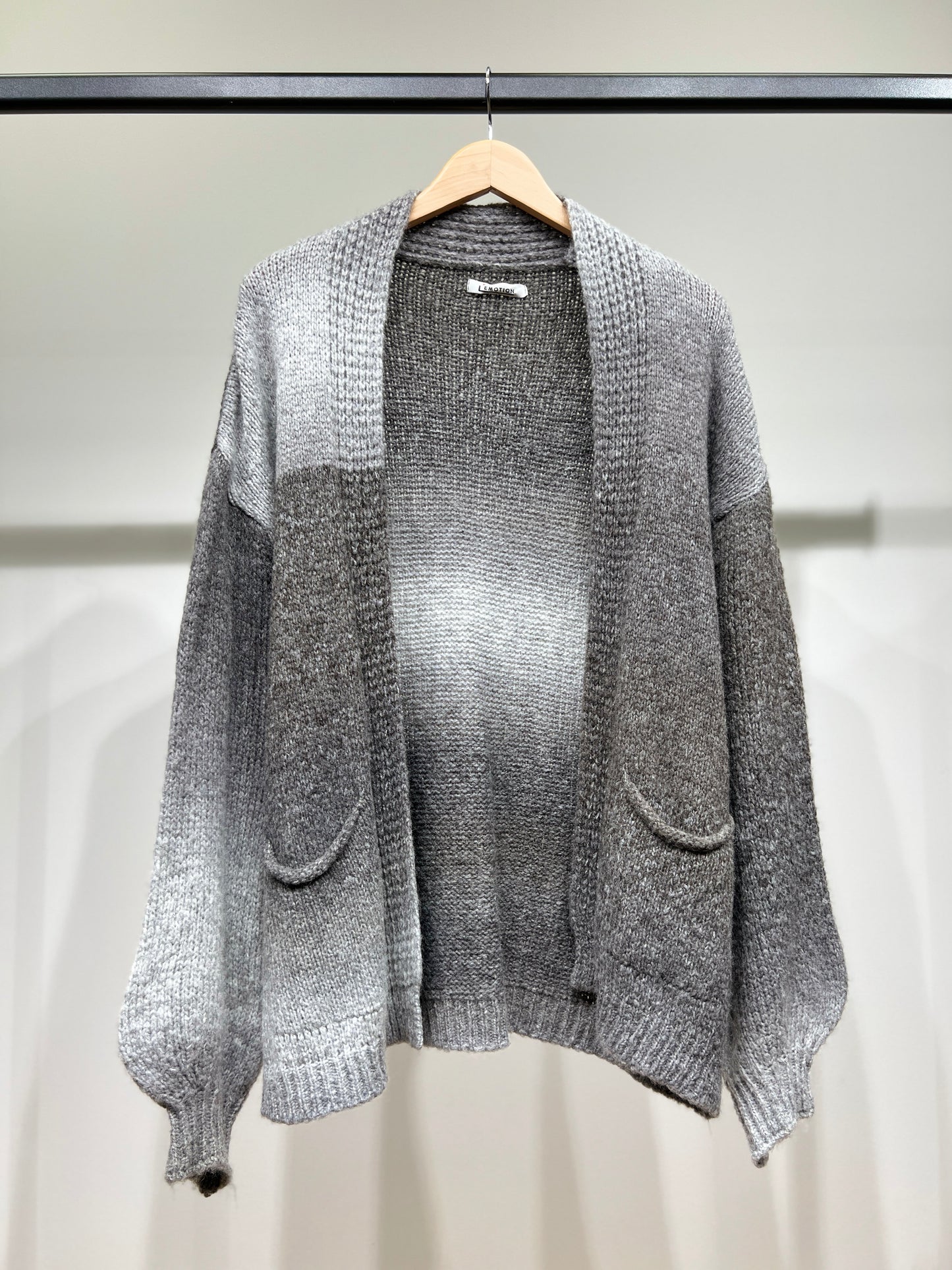 Cardigan Large à Poches Motif Dégradés 18% Laine