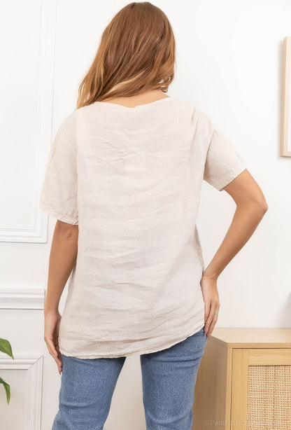 T-Shirt Col Rond 100% Lin