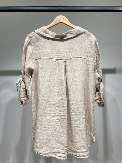 Chemise Manche Retroussable à Nouer à L'Avant 100% Lin