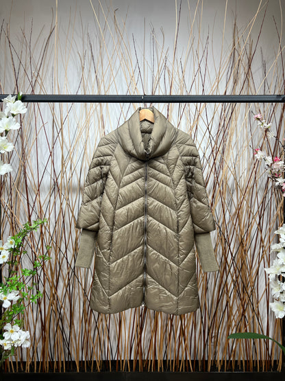 Doudoune Mi-Cuisse Col Montant Manche 3/4 Côtelé Long Taillé S-M-L-XL