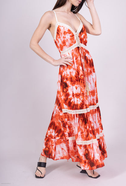 Robe D'été Tie and Dye avec Corde Décorative