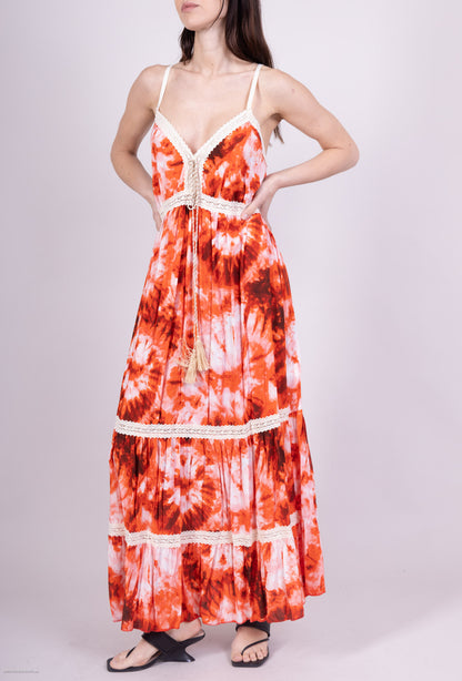 Robe D'été Tie and Dye avec Corde Décorative